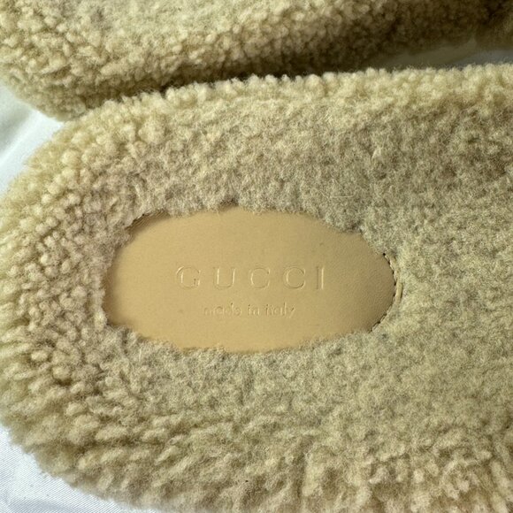 GUCCI 646225 Beige Interlocking GG Boa Slide Women's Sandals Made in Italy 40-10 - Picture 6 of 10